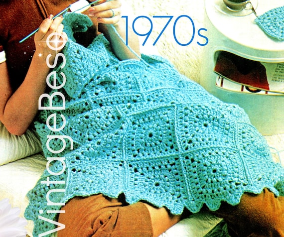 Easy Granny Square Afghan • Vintage 1970s Boho Home Decor • Afghan CROCHET Pattern • Blanket • Coverlet • Watermarked PDF Only