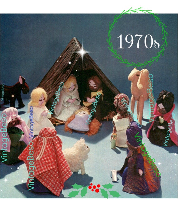 Nativity SEWING PATTERN • Vintage 1970s • Virgin Mary Baby Jesus Joseph Angels Three Kings Creche Pattern • Watermarked PDF Only