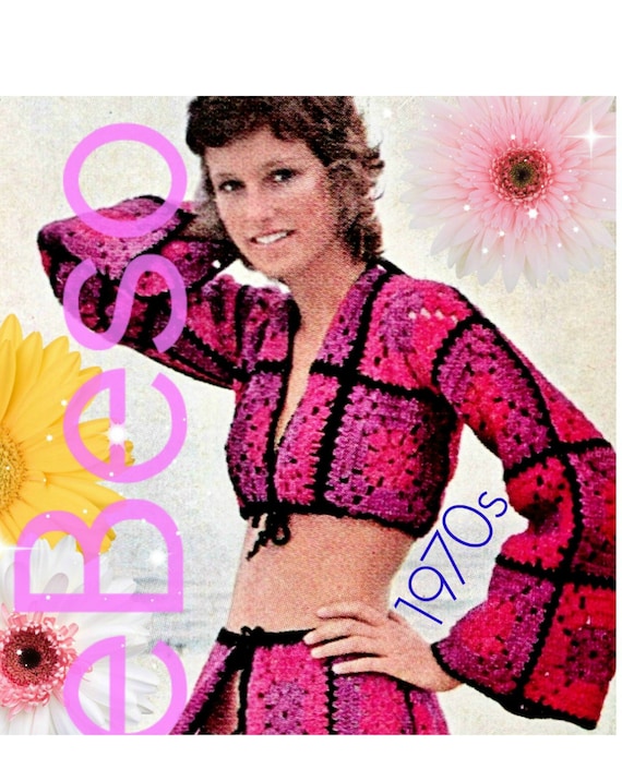 2 Patterns • Old Hollywood CROCHET Pattern • Top + Skirt Crochet Pattern • Vintage Granny Square • Watermarked PDF Only