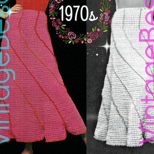 SKIRT Crochet Pattern • Ladies Spiraling Swirl Skirt • 70s Vintage • Feminine • Retro Long Skirt Unique Swirl Effect • Watermarked PDF Only