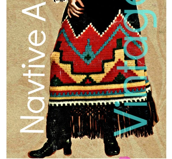 Dress Crochet Pattern • Watermarked PDF Only • Vintage 1970s Native American Retro Top Crochet Pattern Skirt Interesting Respectful