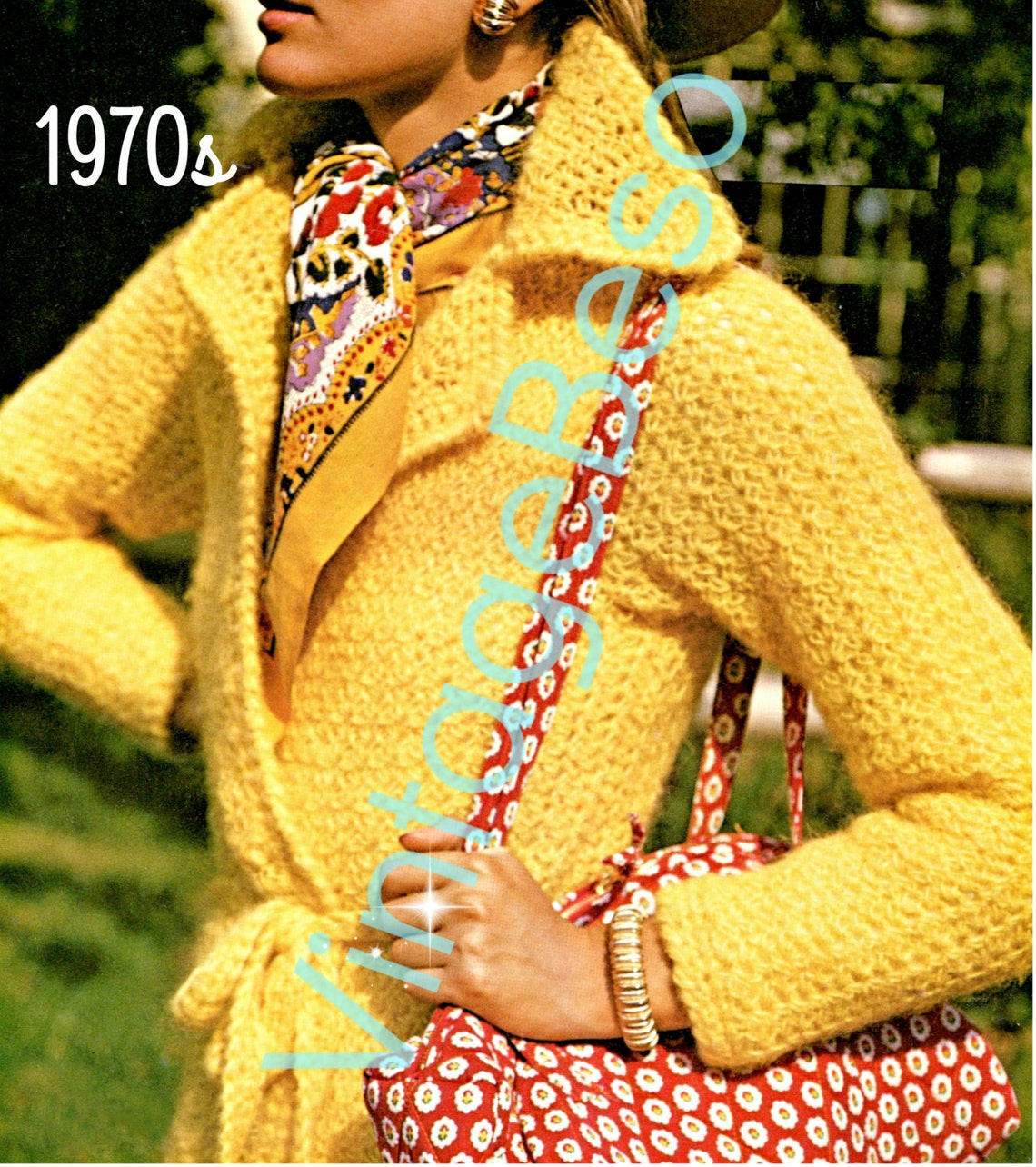 1970s Yellow Wrap Coat Crochet Pattern • Vintage PDF - Etsy