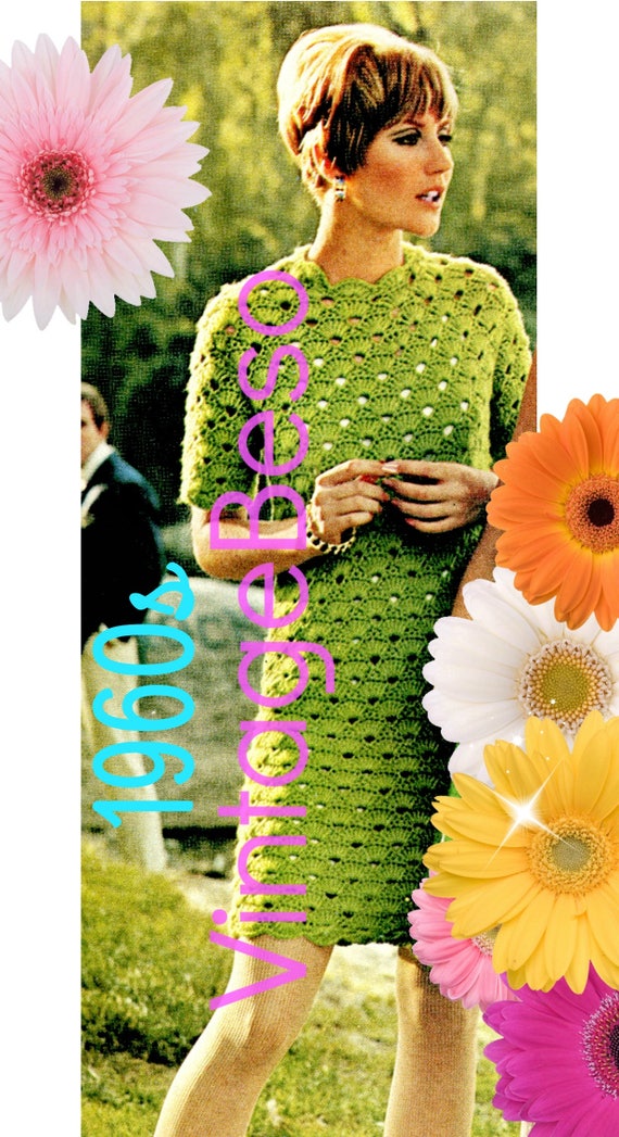 EASY Summer Shells Dress Crochet PATTERN • Vintage 1960s Shell Shift is Easy to Make and Easy to Wear Fashion • Watermarked PDF Only