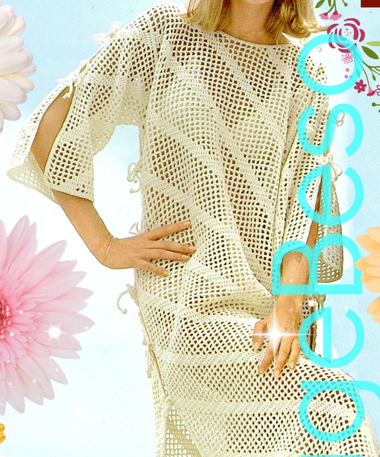 Kaftan Crochet Pattern • Ladies Caftan • Diagonal Stripe • Filet