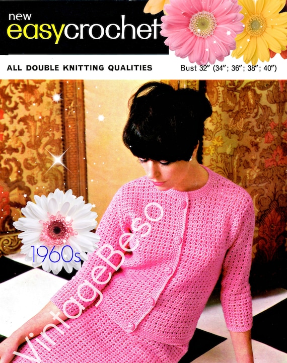 EASY Dress Crochet PATTERN • Vintage 1960s Ladies Dress Crochet Pattern • Top Pattern Skirt Pattern Summer Wear • Watermarked PDF Only