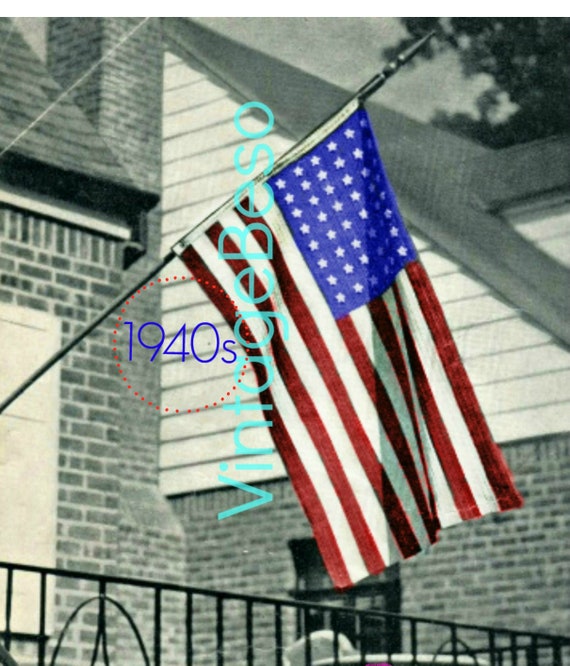 1940s American Flag Crochet Pattern • Vintage Betsy Ross Flag • Rosie the Riveter USA Pattern • Patriotic  Patriotism • Watermarked PDF Only