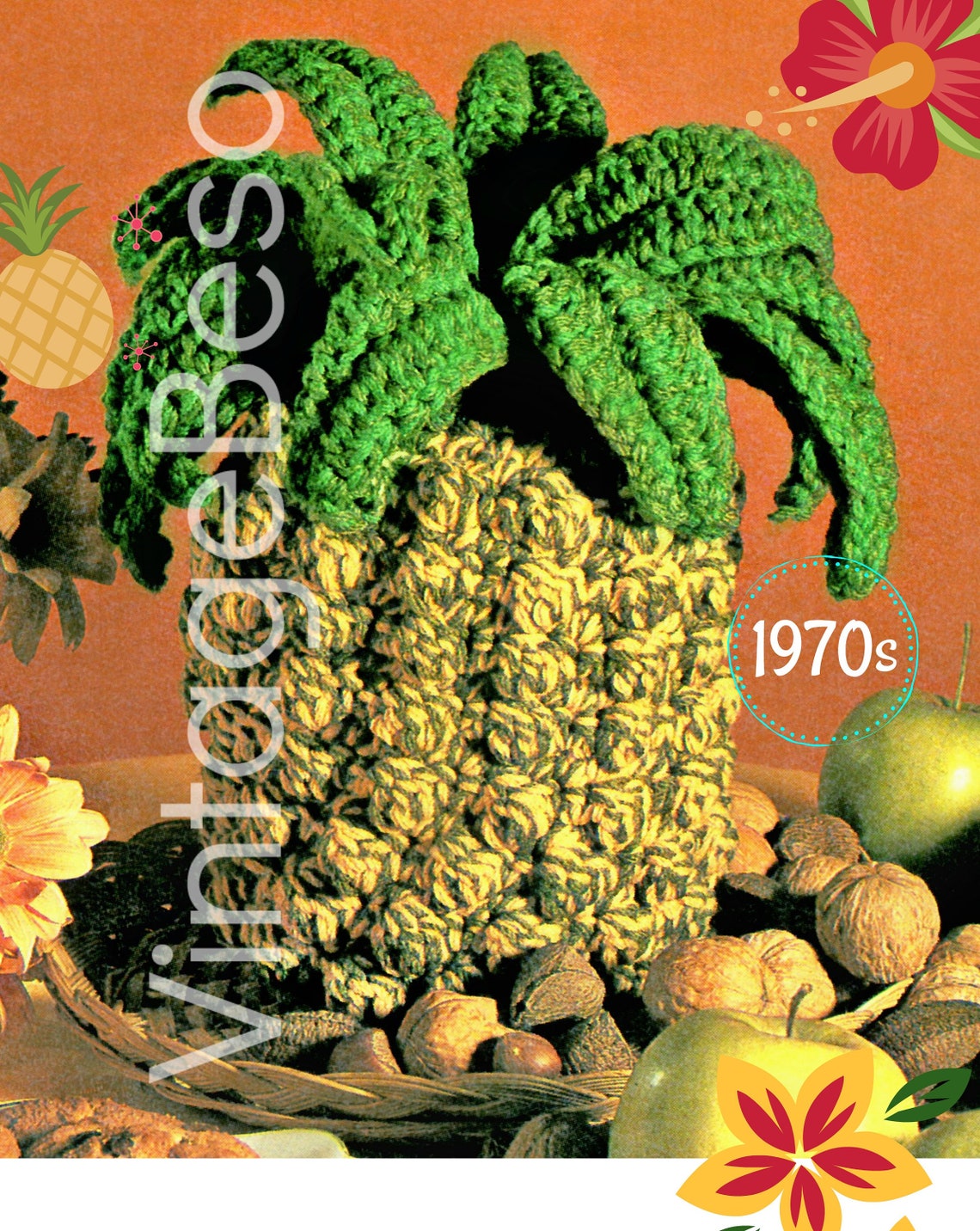 EASY to Make Pineapple Crochet Pattern 1970s Toy Crochet Etsy