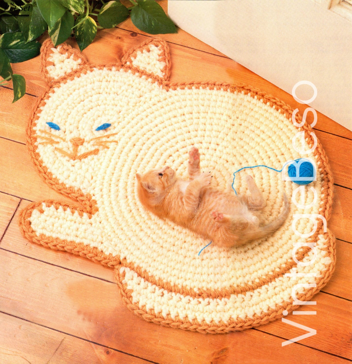 INSTANT DOWNlOAD - PdF Pattern - Cat Rug Crochet Pattern PDF Instant Download - Pet Rug