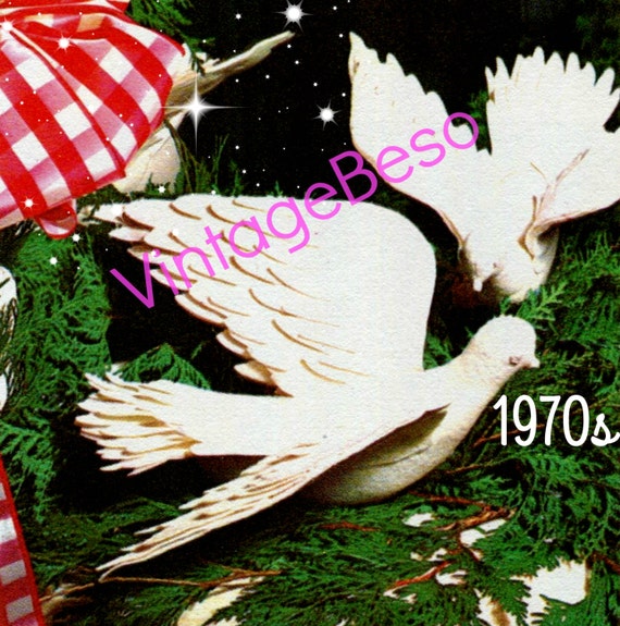 Vintage 1970s SEWING Pattern • Felt Christmas DOVES in Flight • Felt Doves • Birds Sewing Pattern • Unique Pattern • Watermarked PDF Only