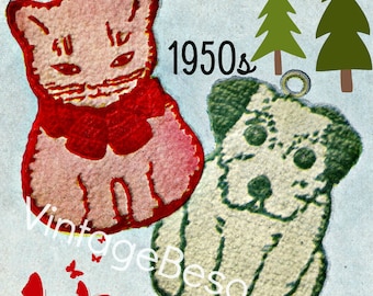 2 Potholder Crochet Patterns: Cat Crochet PATTERN • Dog CROCHET Pattern • 1950s • Vintage Potholder Crochet Pattern • Watermarked PDF Only