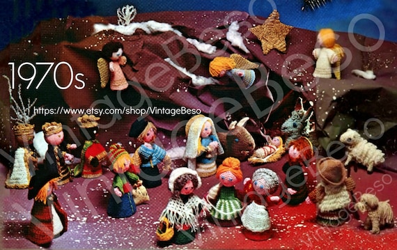 20+ Nativity Crochet Characters Pattern + free gifts • Vintage Nativity • Christmas Decorations 1970s • Instant PDF • Watermarked PDF Only