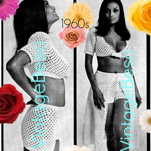 CROCHET PATTERN • 60s Shorts Skirt Midriff Top Crochet Pattern • Sexy Skirt Crochet Pattern • Sassy Retro Hot Pants • Watermarked PDF Only