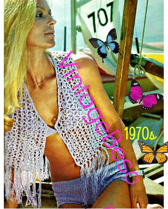 1970s Bikini Pattern Set Crochet Pattern and Knitting Pattern Bolero Vest Knitting Knit Boho Bolero Summer • Watermarked PDF Only