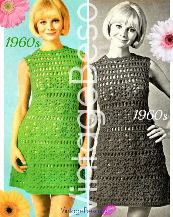 1960s Dress Crochet Pattern • Vintage Summer Wear is a Sexy Ladies Lace A-Line Dress • Vintage CROCHET PATTERN • Watermarked PDF Only