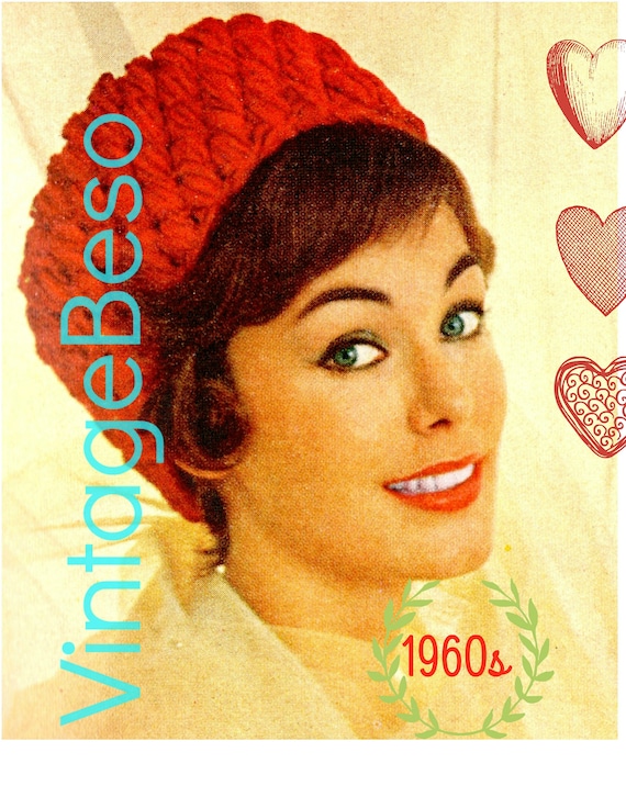 Hat Crochet Pattern • 1960s Red Pill Box Hat Crochet Pattern • Traditional Popular Hat • Fun and Feminine • Watermarked PDF Only