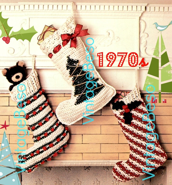 Classic Crochet Christmas • EASY STOCKiNG CROChET PATTeRNs • Vintage 1970s • Keepsake • Gift • Tree Candy • Decor • Watermarked PDF Only