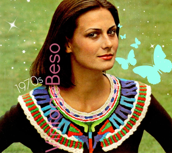 Easy Cleopatra Collar Woven CRAFT Pattern • Vintage 70s Quick Tapestry • (little) Crochet Necklace Statement Jewelry • Watermarked PDF Only