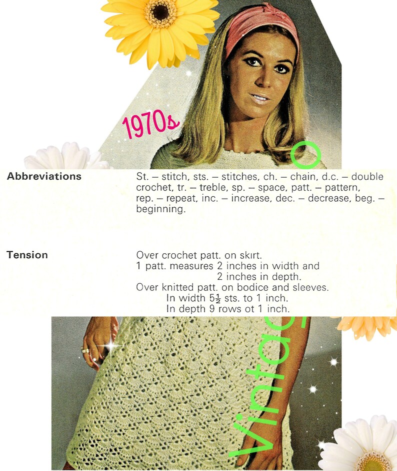 Dress Knit + Crochet Pattern • Vintage 70s • Summer Cap Sleeve Shell ...