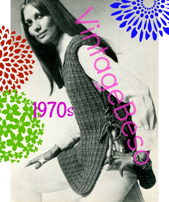 Laced Tunic CROCHET Pattern • Stay Warm with this Tabard Top • Womans Laced Tabard • Vintage 1970s • Watermarked PDF Pattern Only