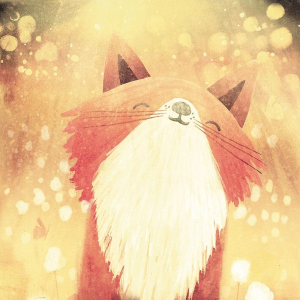 Ilustración La Luz | Print 21x30 | Ilustraciones de zorros | Animales del bosque | Ilustraciones magicas | Decoración |