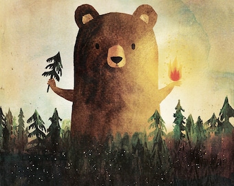 The BigBear print | Print 21x30 | Fantasy illustration | Fantasy art | Wall Decor | Magical illustrations | Nursery art | Wall art