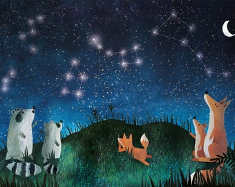 The Constellations Print| Print 21x30 | Fantasy illustration | Fantasy art | Wall Decor | Magical illustrations | Nursery art