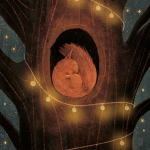 Good Night Print | Print 21x30 | Children illustration | Squirrel Illustration | Animals Print | Cute animals | Nursery decor