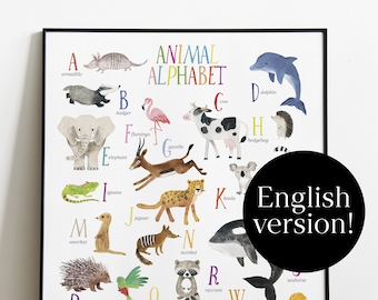 Animal poster | 50x70 poster |  Animal Alphabet | A to Z animals | Children decor