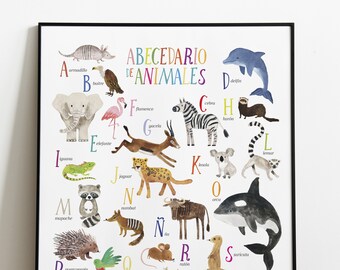 Animal poster | 50x70 poster |  Animal Alphabet | A to Z animals | Children decor