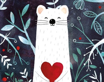 Valentines Day Print  | Print 21x30 | Cute Animal illustration | Cute animals | Valentine's day Gift