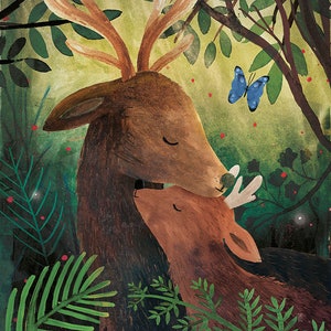 Mother&Daughter Print | Print 21x30 | Children illustration | Reindeer | Illustration | Animals Print | Cute animals