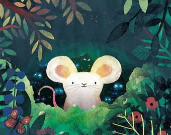 The Mouse print | Print 21x30 | Mice illustration | Cute mouse | Wall Decor | Magical illustrations | Nursery art | Wall art