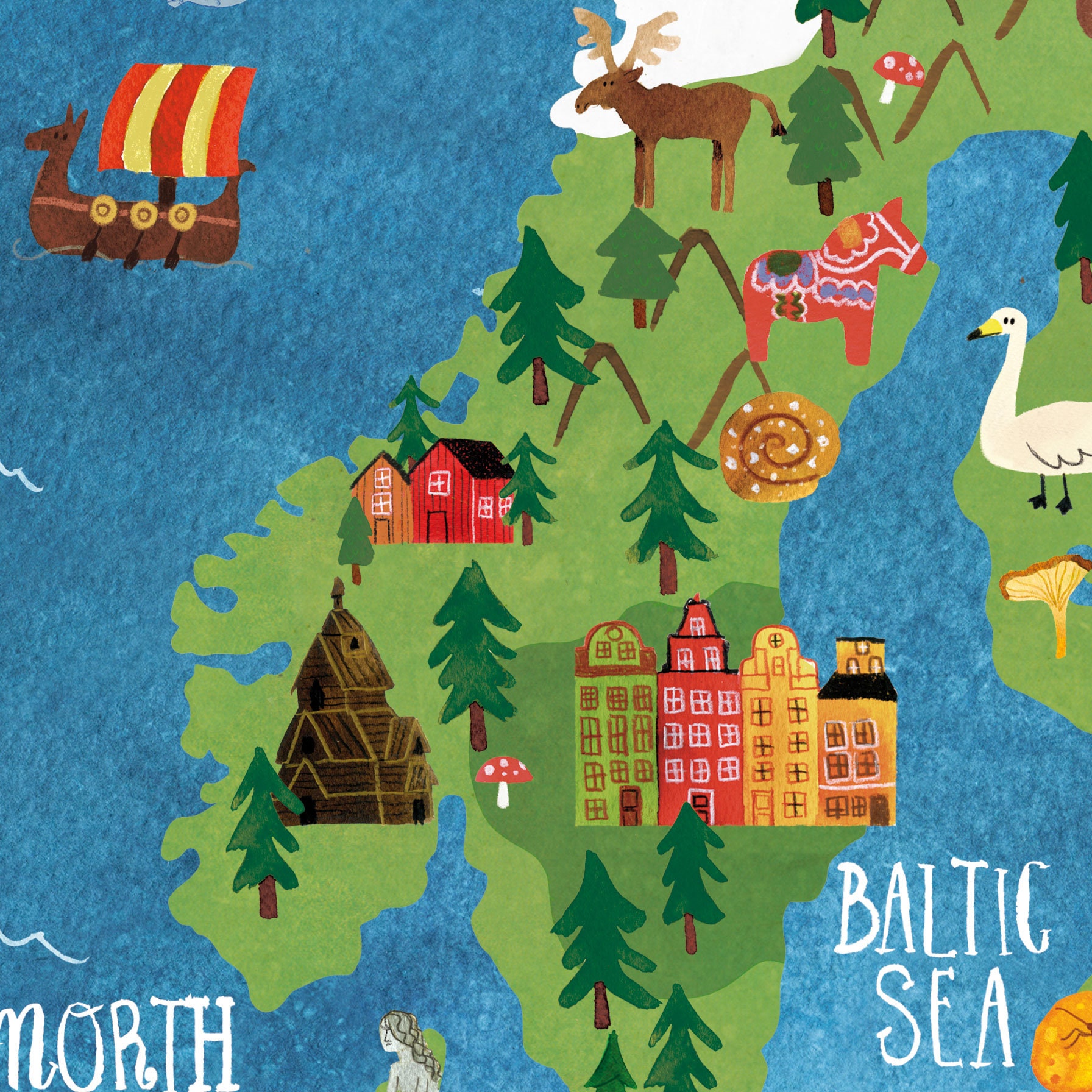 Europe Map Poster | Map Wall Art 50x70 Cm | Nursery Art | Illustrated ...