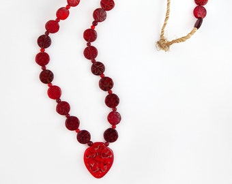 Vintage Islámico Hadj Red Glass Cuentas comerciales checas