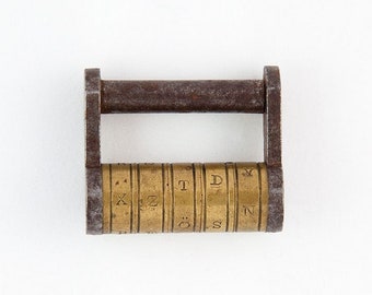 Cerradura de cañón de combinación de letras de latón francés antiguo