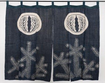 Cáñamo japonés antiguo Tsutsugaki Indigo Noren