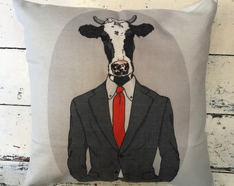 Cow In A Suit Cushion Cover
