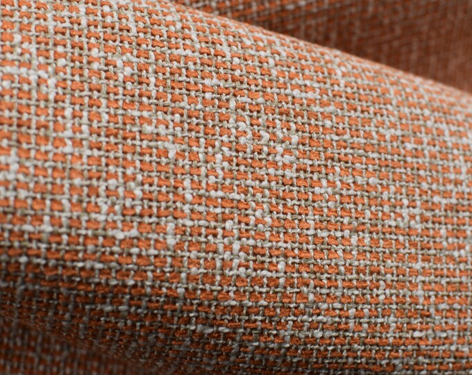 Fabric 9839-04 COUTURE Tweed Coral/Bone By Glant , Use for upholster, Drapery, Slip Cover, Bedding, Pillows,