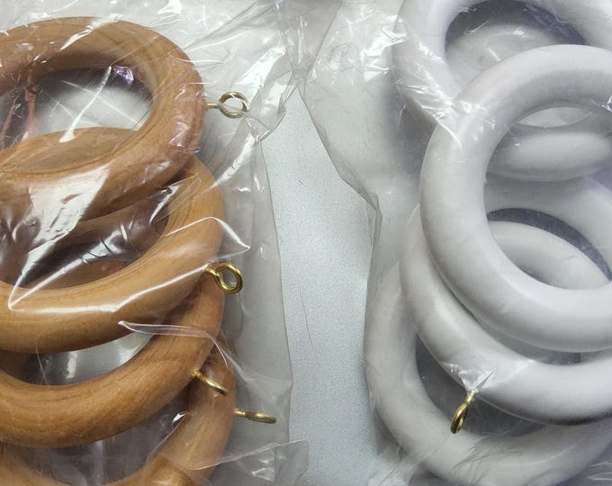 Drapery Wood Rings, For 2" pole, Unfinish or White Drapery Rings, Sets Of 4,