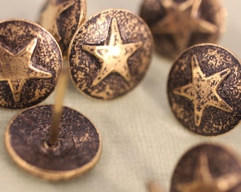 Nail heads, Upholstery Decorative STAR NAIL HEADS Oxford Finish Gold, 5/8" Diameter, 25 PCs per pk, Use for Chair, Sofas, Headboard,