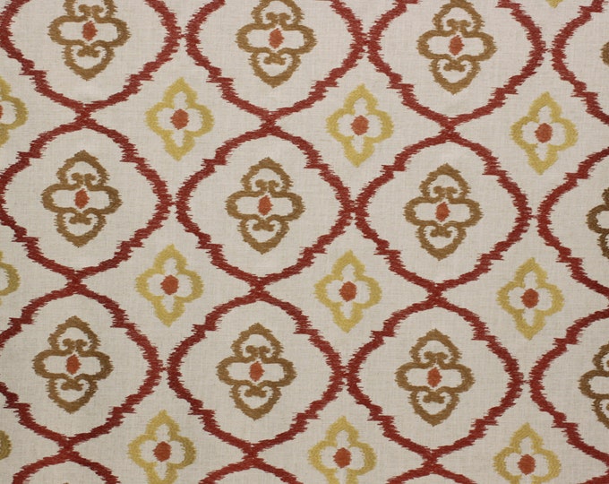 Fabric Say It Again Russet, Embroidered fabric by Carole, For Drapery, Betting, Dress, Decor, Pillows,