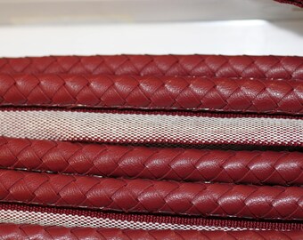 3 yds Lip Cord Leather Plaited Cord, Red, Art 1435 T 9404, By Trimland, For Drapery, Upholstery, Pillows, leather jackets,