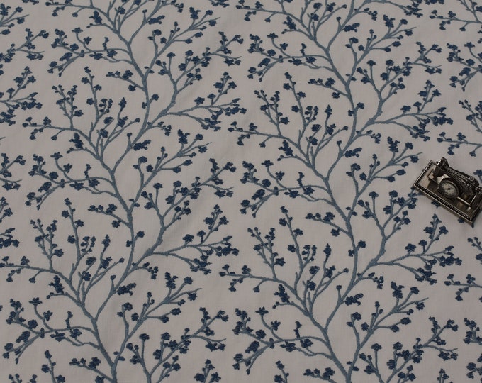 FABRIC Supporting Role Cornflower By Fabricut, Embroidered Fabric. Good for Drapery, Bedding, Pillows,