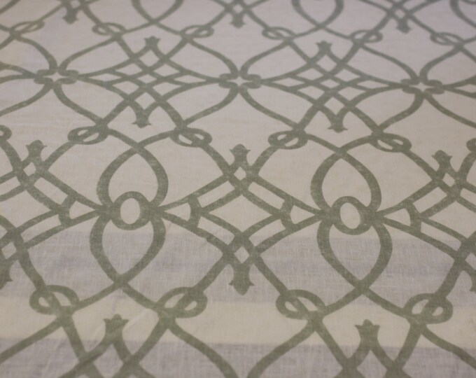 Fabric Drapery Upholstery, Fioretto - Sprout, by Breamore, Linen fabric- for Drapery, Bedding, Light Upholstery,