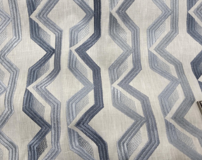 Embroidered FABRIC Gate Keeper Slate By Swavelle  Mill Creek, Embroidered Fabric. Good for Drapery, Bedding, Pillows,