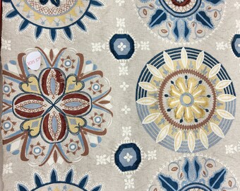 3.3/4 yds of Osborne & Little fabric Taza Temara Linen/Copper/Denim F7270-02,  54" wide, Good For Upholstery, Drapery, Bedding, Dress,