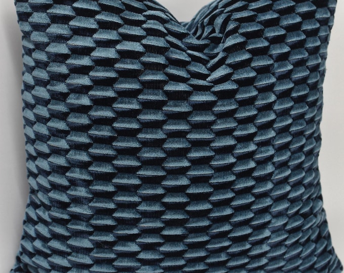 Designer High End Pillows, made w/blue 3D diamond Velvet Fabric,