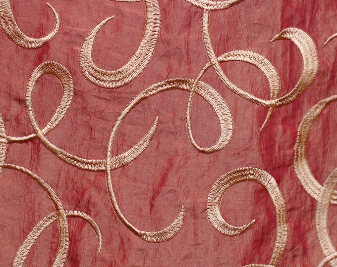 Fabric Embroidered fabric, 11355 sela Mandarin by Fabricade, For Drapery, Betting, Dress, Decor, Pillows,