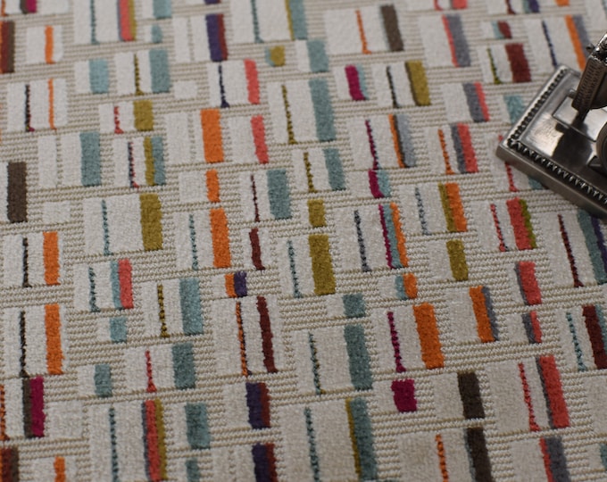 Cut Velvet Fabric BF10610 - 3 Maynard - Oatmeal/multi by GP & J Baker, For Upholstery, Drapery, Bedding, Pillows, Handbags,