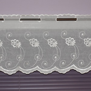 Cafe lace valance Ivory, 12" or 24" long, Ready & easy to install,